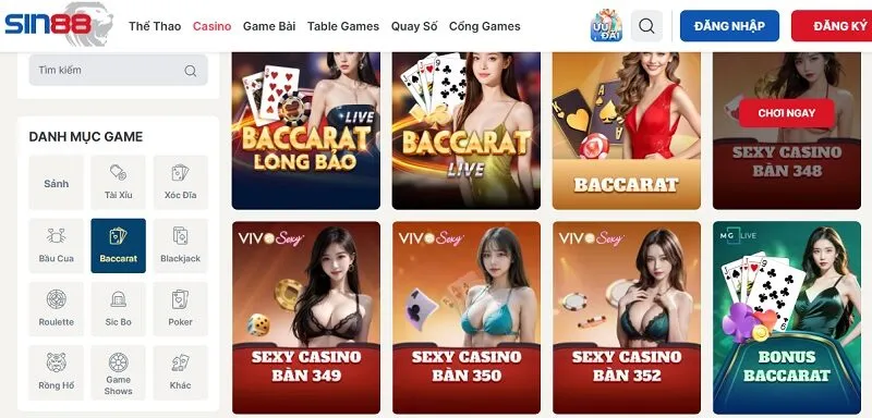 Giải trí Baccarat thả ga và an toàn tại nhà cái uy tín Sin88